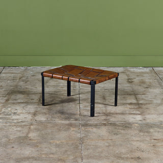 Small Woven Leather Bench by Swift and Monell