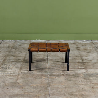 Small Woven Leather Bench by Swift and Monell