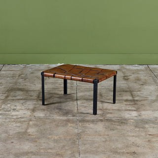 Small Woven Leather Bench by Swift and Monell