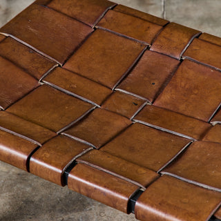 Small Woven Leather Bench by Swift and Monell