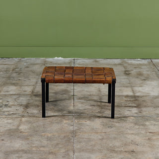 Small Woven Leather Bench by Swift and Monell