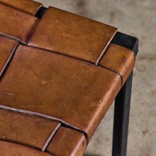 Small Woven Leather Bench by Swift and Monell
