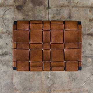Small Woven Leather Bench by Swift and Monell