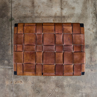 Small Woven Leather Bench by Swift and Monell