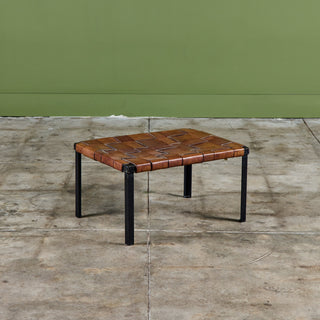 Small Woven Leather Bench by Swift and Monell