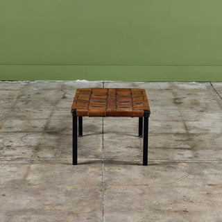 Small Woven Leather Bench by Swift and Monell