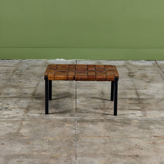 Small Woven Leather Bench by Swift and Monell