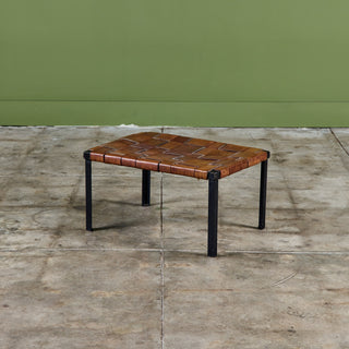 Small Woven Leather Bench by Swift and Monell