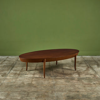 T.H. Robsjohn Gibbings Oval Coffee Table for Widdicomb