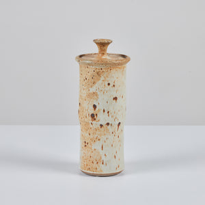 Speckle Glazed Stoneware Vessel with Lid