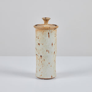 Speckle Glazed Stoneware Vessel with Lid
