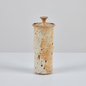 Speckle Glazed Stoneware Vessel with Lid