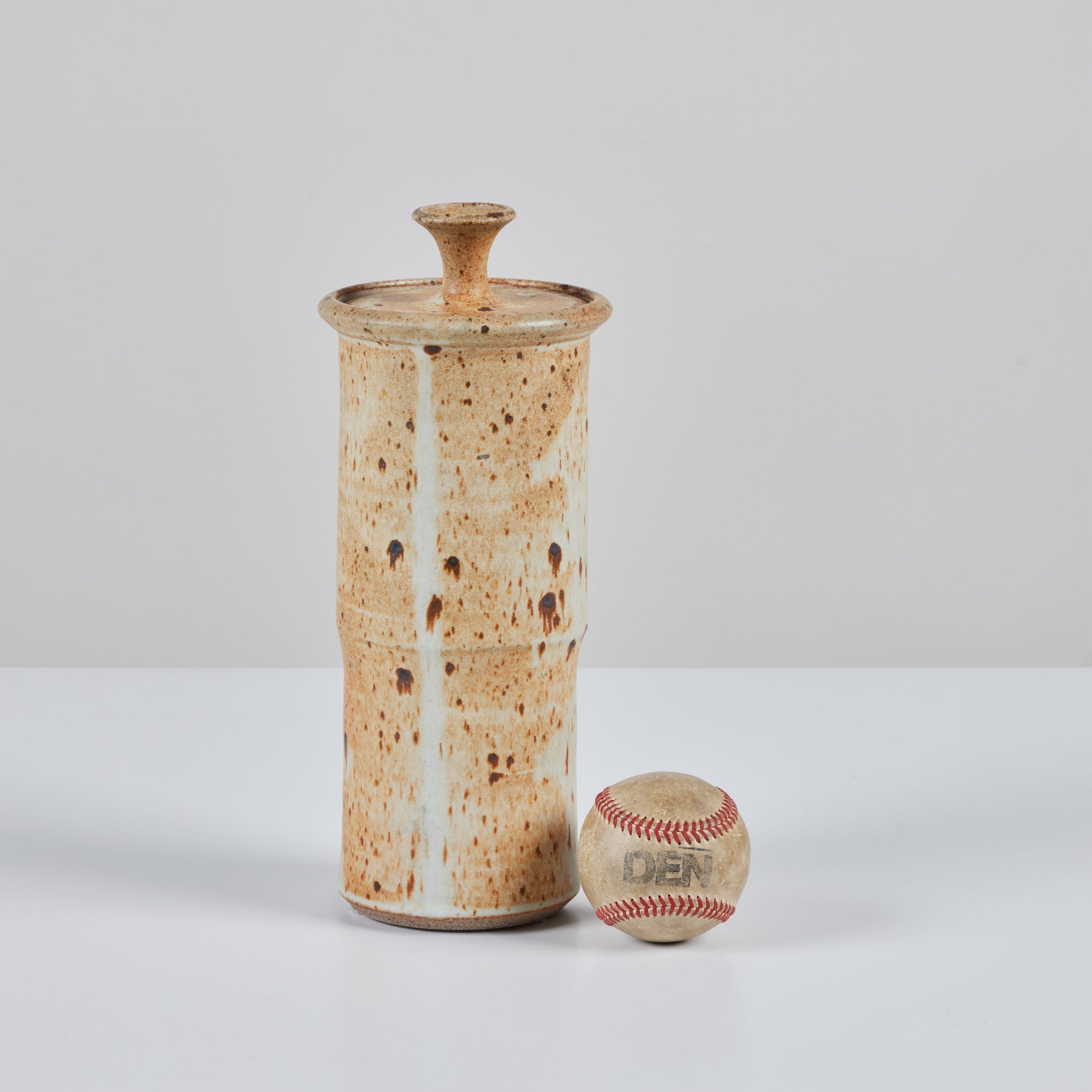 Speckle Glazed Stoneware Vessel with Lid