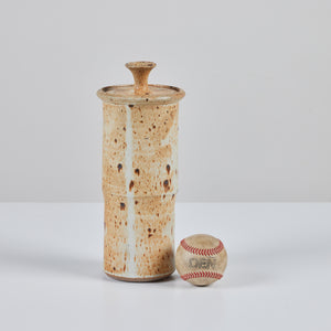Speckle Glazed Stoneware Vessel with Lid