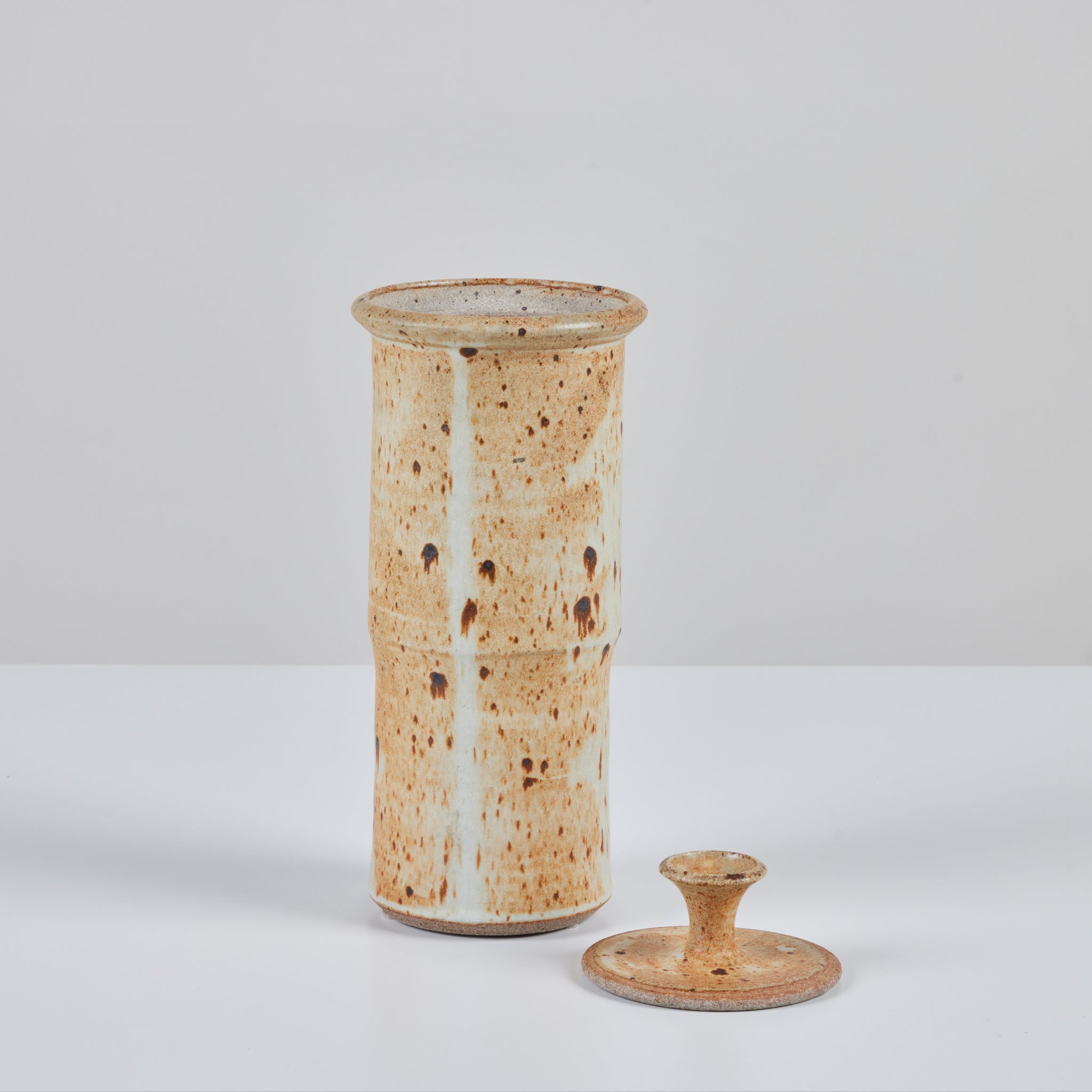 Speckle Glazed Stoneware Vessel with Lid