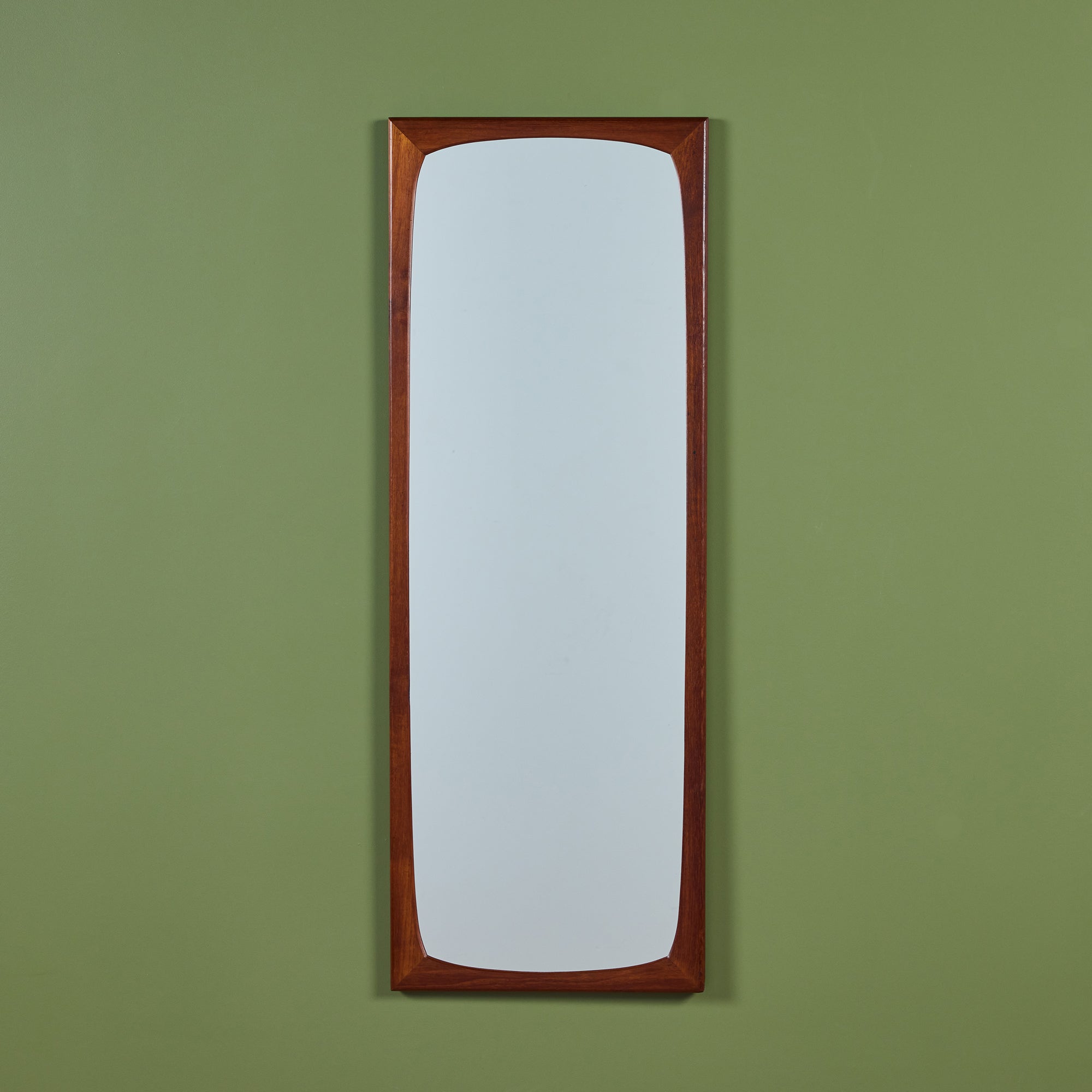 Elongated Teak Wall Mirror