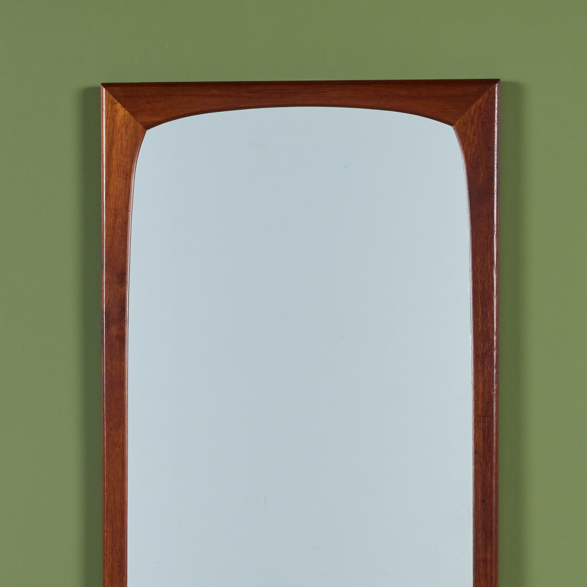 Elongated Teak Wall Mirror
