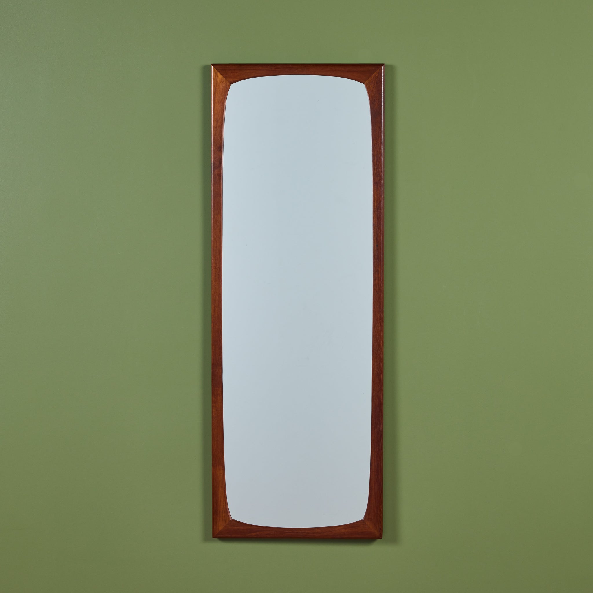 Elongated Teak Wall Mirror