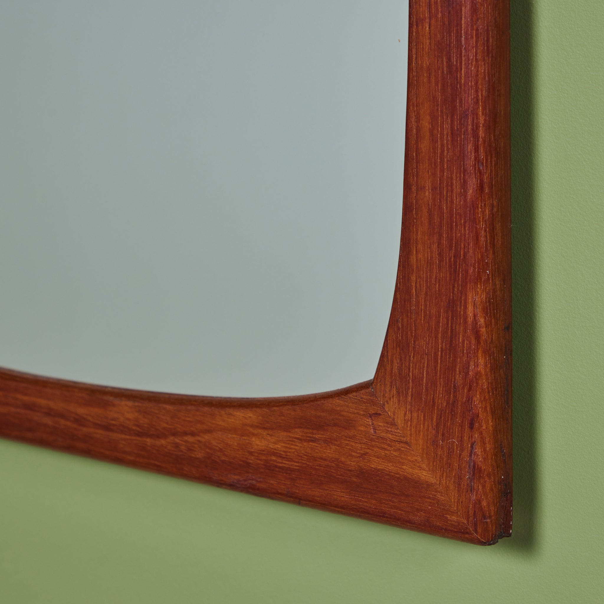 Elongated Teak Wall Mirror