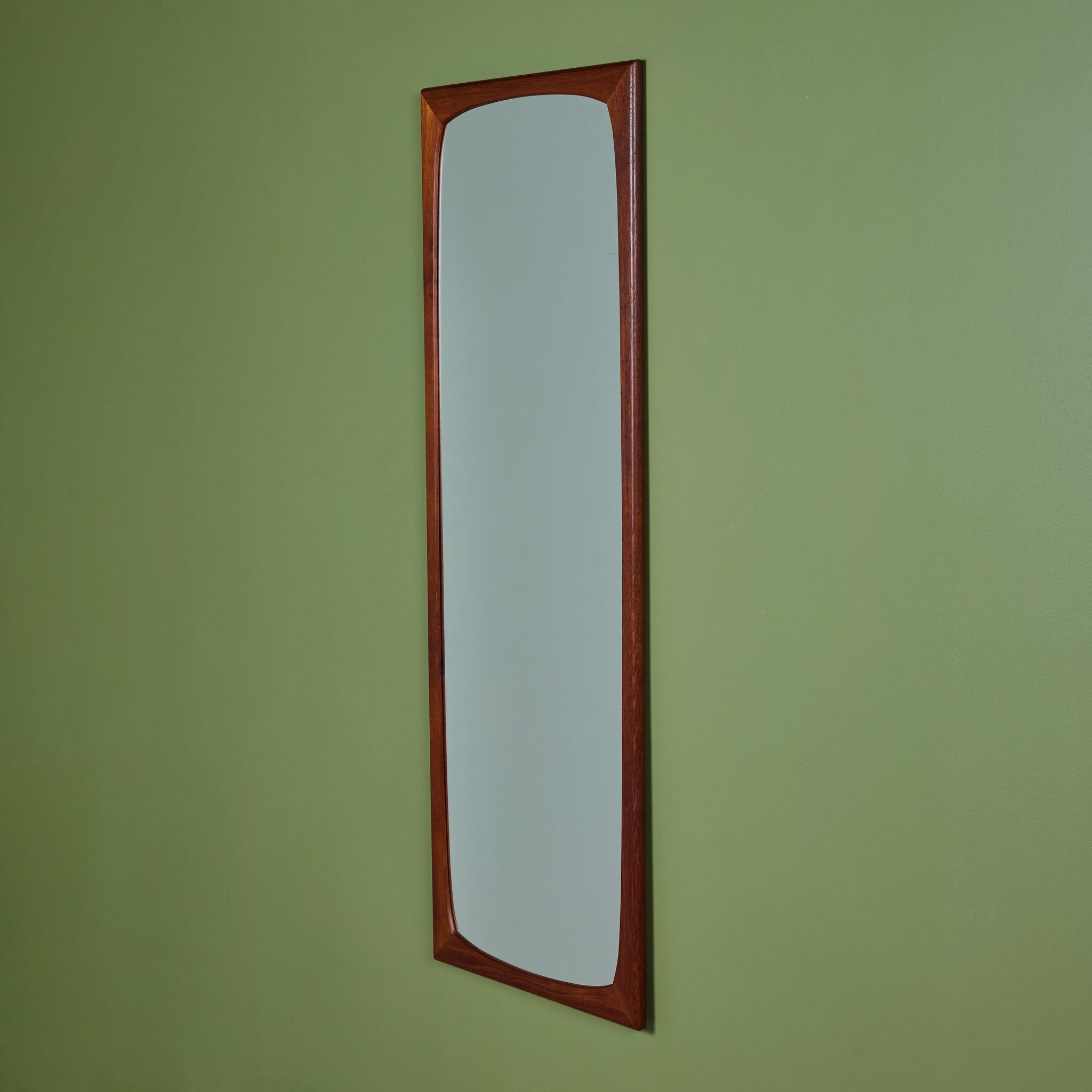 Elongated Teak Wall Mirror