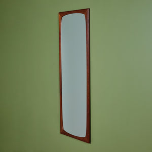 Elongated Teak Wall Mirror