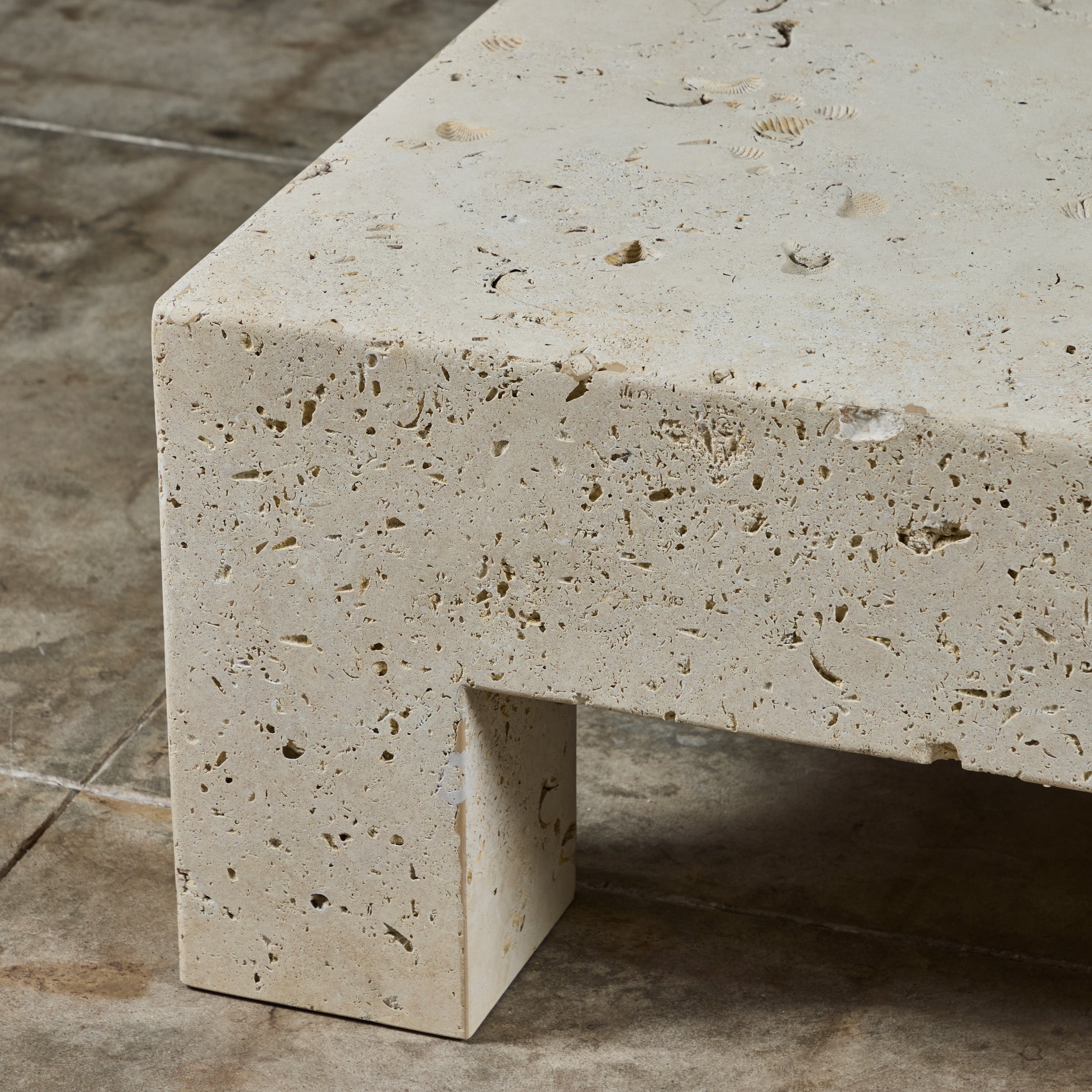 Shell Stonte Large Rectangular Texas Cordova Shell Stone Coffee Table – DEN