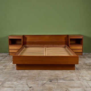 Teak Queen Platform Bed with Nightstands by Tørring Møbelfabrik