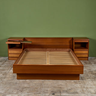 Teak Queen Platform Bed with Nightstands by Tørring Møbelfabrik