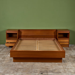 Teak Queen Platform Bed with Nightstands by Tørring Møbelfabrik