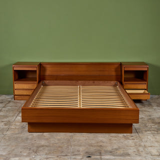Teak Queen Platform Bed with Nightstands by Tørring Møbelfabrik