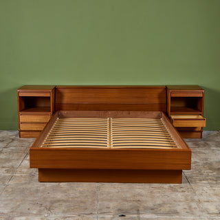 Teak Queen Platform Bed with Nightstands by Tørring Møbelfabrik