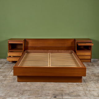 Teak Queen Platform Bed with Nightstands by Tørring Møbelfabrik