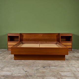 Teak Queen Platform Bed with Nightstands by Tørring Møbelfabrik