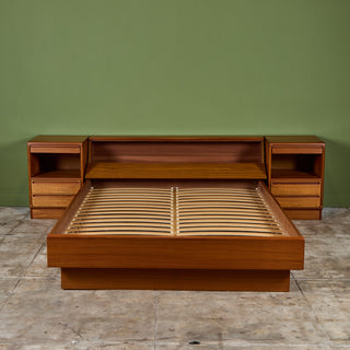 Teak Queen Platform Bed with Nightstands by Tørring Møbelfabrik