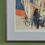 Georges Dayez Femmes Devant un Barque Lithograph