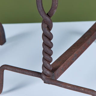 Pair of Twisted Wrought Iron Andirons
