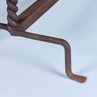 Pair of Twisted Wrought Iron Andirons