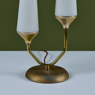 Petite Milk Glass Table Lamp with Pedestal Base