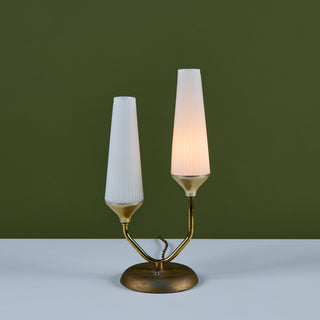 Petite Milk Glass Table Lamp with Pedestal Base