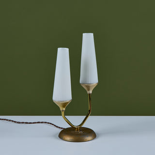Petite Milk Glass Table Lamp with Pedestal Base