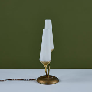 Petite Milk Glass Table Lamp with Pedestal Base