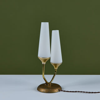 Petite Milk Glass Table Lamp with Pedestal Base