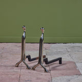 Pair of Virginia Metalcrafters Nickel Plated Andirons