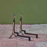 Pair of Virginia Metalcrafters Nickel Plated Andirons
