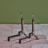 Pair of Virginia Metalcrafters Nickel Plated Andirons