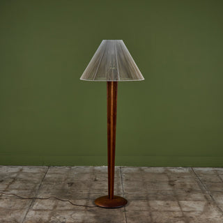 ON HOLD ** Vladimir Kagan Carved Walnut Floor Lamp