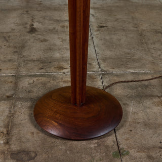 ON HOLD ** Vladimir Kagan Carved Walnut Floor Lamp