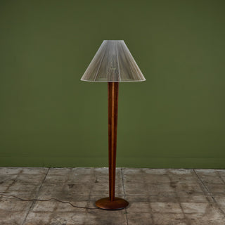 ON HOLD ** Vladimir Kagan Carved Walnut Floor Lamp