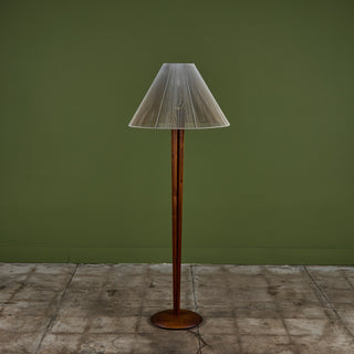 ON HOLD ** Vladimir Kagan Carved Walnut Floor Lamp