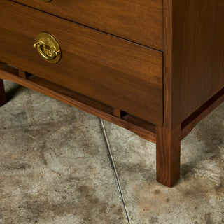 Pair of Walnut Nightstands with Brass Pulls